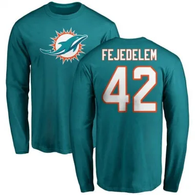 Aqua Men's Clayton Fejedelem Miami Dolphins Logo Long Sleeve T-Shirt -