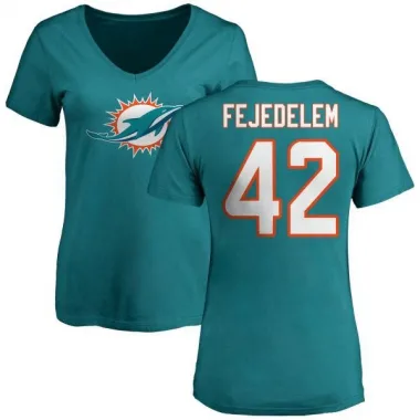 Aqua Women's Clayton Fejedelem Miami Dolphins Logo Slim Fit T-Shirt -