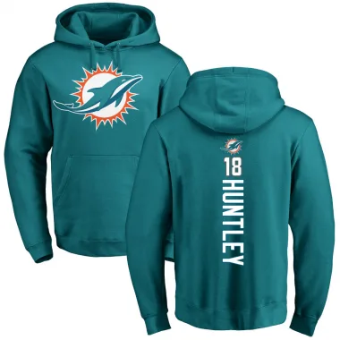 Aqua Youth Tyler Huntley Miami Dolphins Pro Line Backer Pullover Hoodie