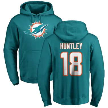 Aqua Youth Tyler Huntley Miami Dolphins Pro Line Logo Pullover Hoodie