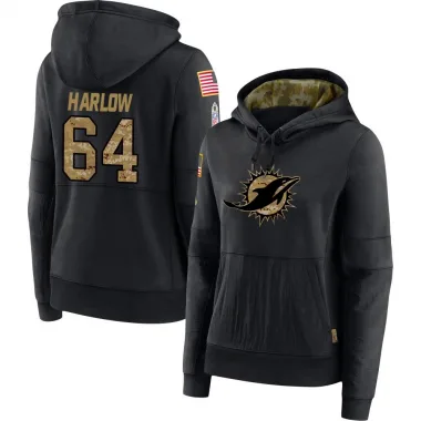 Black Women's Sean Harlow Miami Dolphins 2020 Salute to Service Sideline Performance Pullover Hoodie