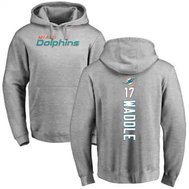 Men's Jaylen Waddle Miami Dolphins Pro Line Ash Backer Pullover Hoodie