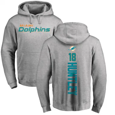 Men's Tyler Huntley Miami Dolphins Pro Line Ash Backer Pullover Hoodie