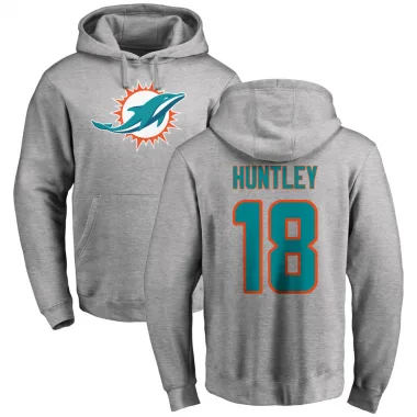 Men's Tyler Huntley Miami Dolphins Pro Line Ash Logo Pullover Hoodie