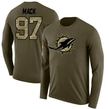 Olive Men's Isaiah Mack Miami Dolphins Salute to Service Sideline Long Sleeve T-Shirt