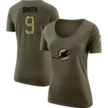 Olive Women's Jonnu Smith Miami Dolphins Salute to Service Scoop Neck T-Shirt