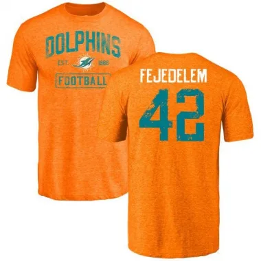 Orange Men's Clayton Fejedelem Miami Dolphins Distressed T-Shirt